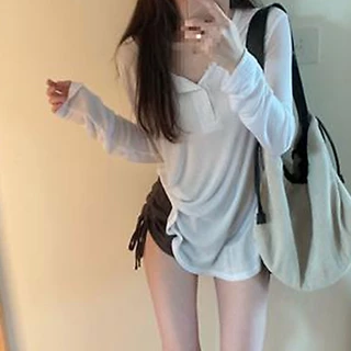 เสื้อสเวตเตอร์ พร้อมส่งราคาถูก เสื้อยืดเเขนยาวเเฟชั่น สไตล์เรียบง่าย