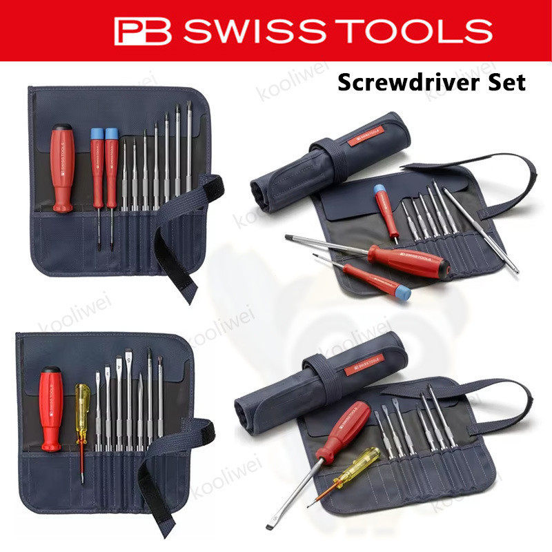 PB SWISS TOOLS ชุดไขควงพร้อมใบมีดเปลี่ยนได้ในชุดไขควงหลายขนาดกะทัดรัดพร้อมเคส PB.8215/8218 V01/8220
