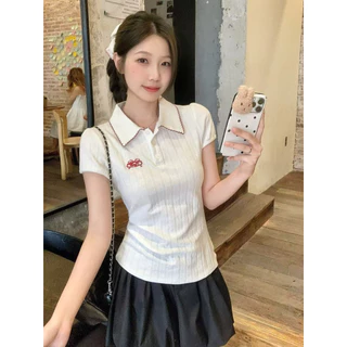 พร้อมส่งจากกทม เสื้อยืดแขนสั้นคอปก เสื้อคอปกกระดุมหน้า ผ้านิ่ม ใส่บาย มินิมอล สไตล์เกาหลี Velca