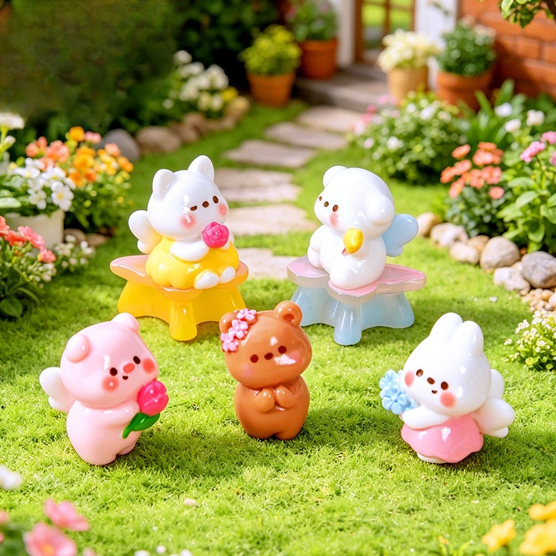 7PCS ดอกไม้ Fairy หมีแมวกระต่ายผีเสื้อโซฟา 3D เรซิ่น Charms สําหรับ DIY (โซฟาสีสุ่ม)(1-183)