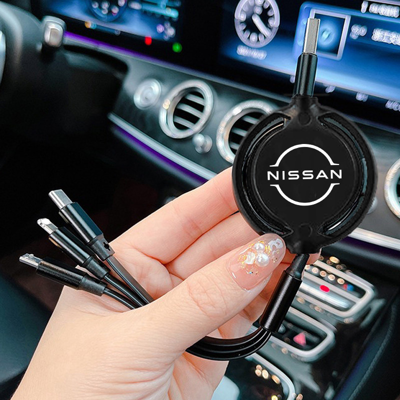 รถ 3 In 1 Retractable Micro Data Wire USB Type C 100w Fast Charging สําหรับ Nissan X-Trail Qashqai S