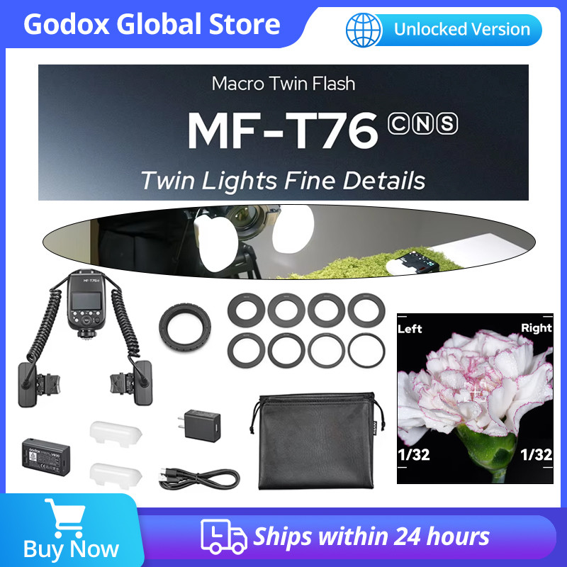 Godox MF-T76 C/N/S TTL Macro Twin Flash Dual Head Speedlite HSS 1.2s Recycle Godox X System สําหรับ 