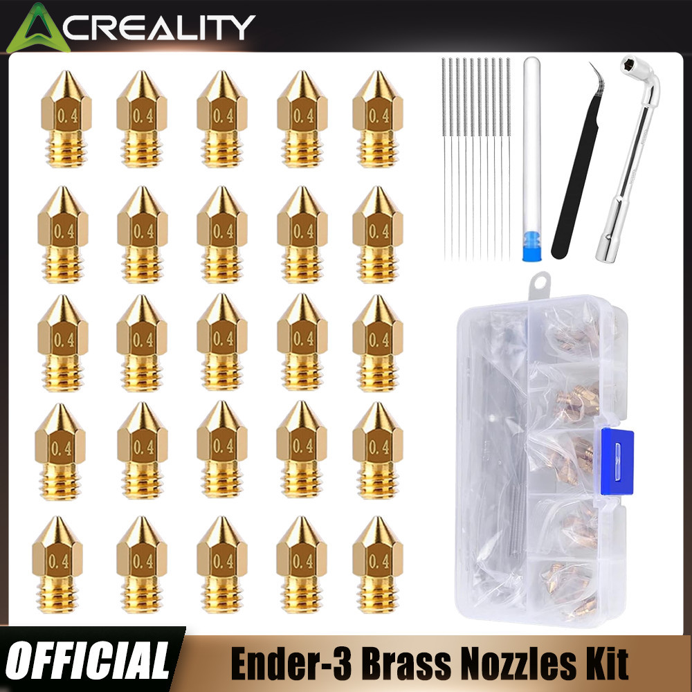 Creality Ender 3 Brass Nozzle,25Pcs 0.4MM for Ender 3/Ender 3 V2/Ender 3 Pro/Ender 3 Max /Ender 5/CR