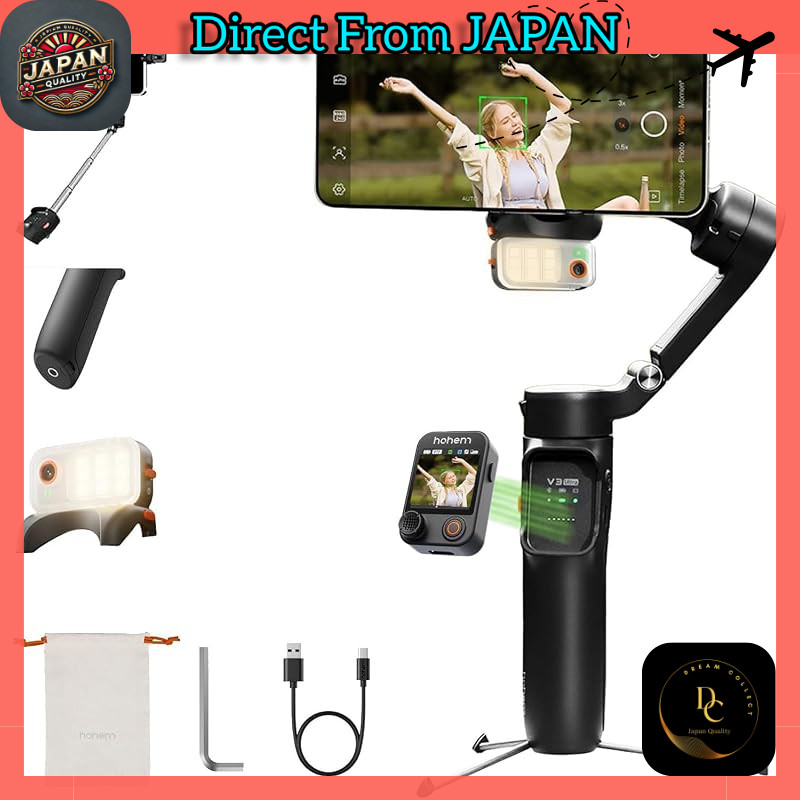 Hohem V3 Ultra 3-Axis AI Auto-Tracking Smartphone Gimbal Stabilizer — Foldable Portable with Smart-T