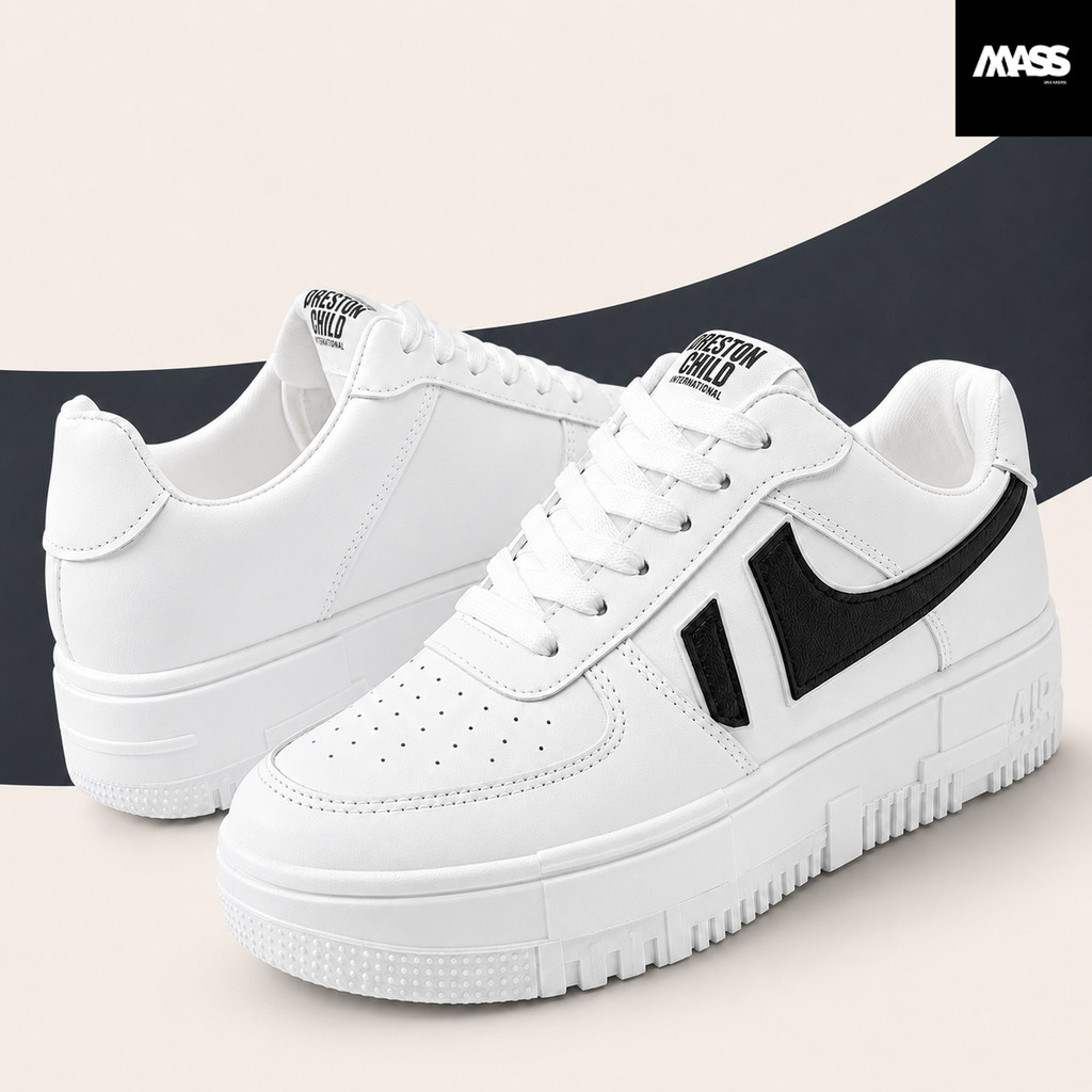 MASS Sneaker *บวกเพิ่ม 1 ไซซ์* รองเท้าผ้าใบแฟชั่น รองเท้าผ้าใบแนวสตรีท มินิมอล พื้นหนานุ่ม น้ำหนักเบา [LN1818]