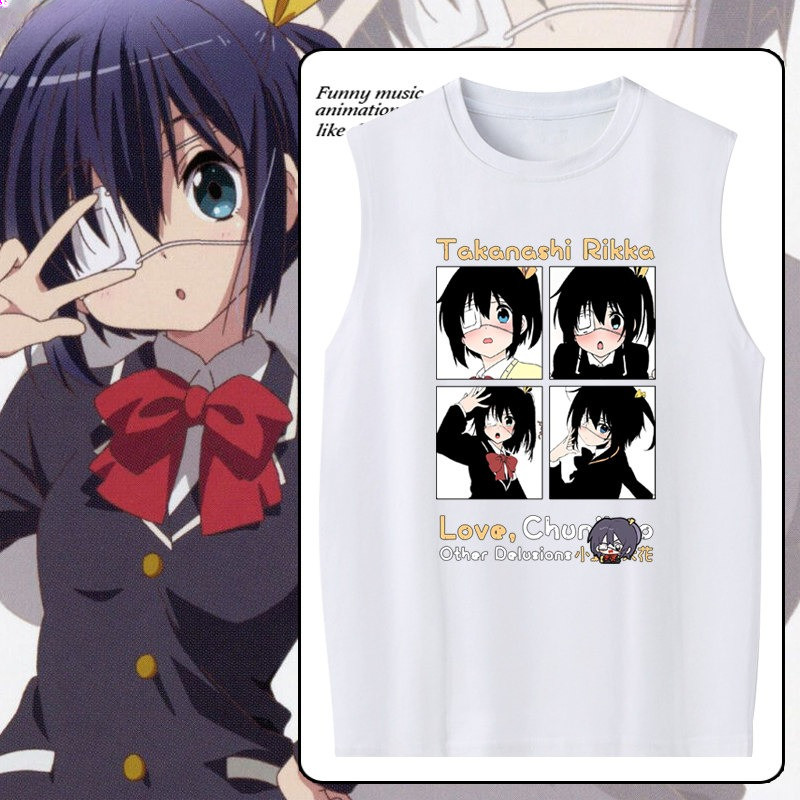 Chuunibyou Demo Koi ga Shitai Rikka Takanashi Tank Top Anime Vest Unisex Sleeveless T-Shirt Cosplay 