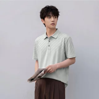 Chaistyle เสื้อโปโลผู้ชาย รุ่นใหม่ฤดูร้อน ระบายอากาศได้ดี ผ้าไอซ์ซิลค์ แขนสั้นพิมพ์ลายทาง แห้งเร็ว ชุดคุณพ่อวัยกลางคน