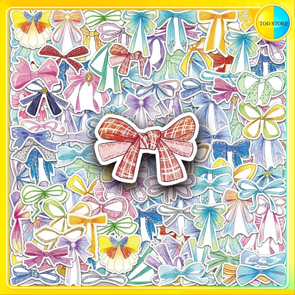 🚚พร้อมส่ง🚚 50แบบ สติกเกอร์ โบว์ติดผมผู้หญิง Colorful Girl hair bow sticker