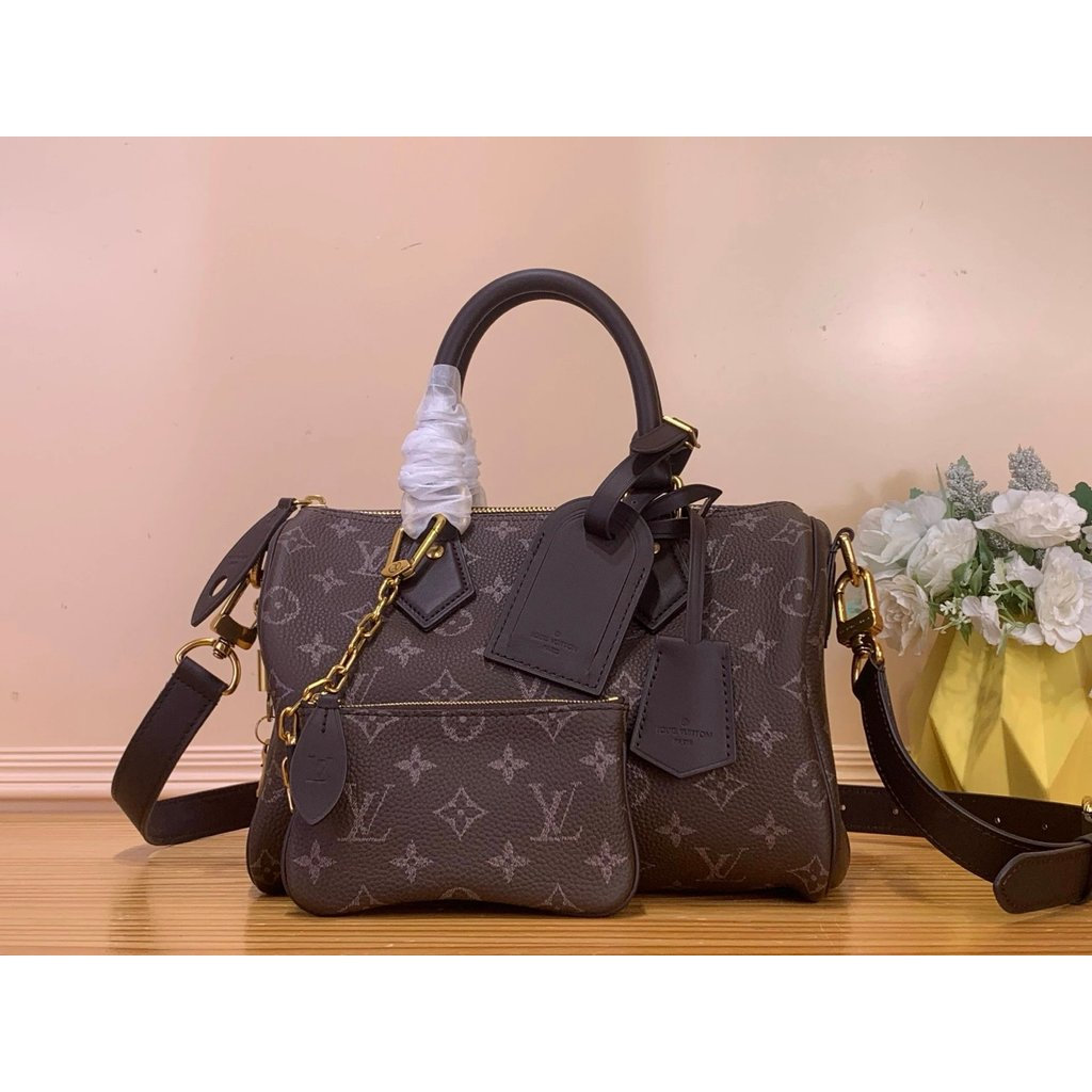 Top Premium Bag m27974 Coffee Brown Ebony Color This SpeedyP9 Shoulder Bag 25 Made of Soft Calfskin,