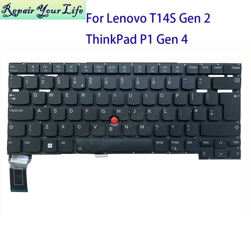 UK GB Italiano เยอรมันคีย์บอร์ด Backlit สําหรับ Lenovo ThinkPad T14s Gen 2 X1 Extreme 4th P1 Gen 4 5