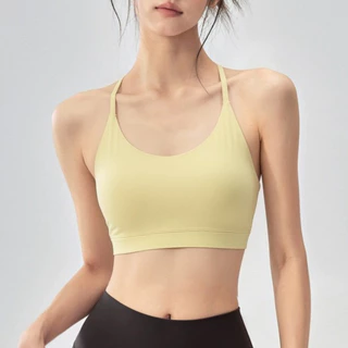 【Sportsangel】เสื้อชั้นในสปอร์ตบรา ทรงสามเหลี่ยม เซ็กซี่ สีนู้ด สําหรับเล่นโยคะ กีฬา