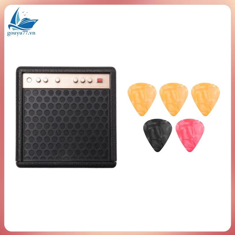Mini Guitar Pick Holder with 5 Picks Guitar Amp Picks Display Case,Perfect for Guitar Attiers