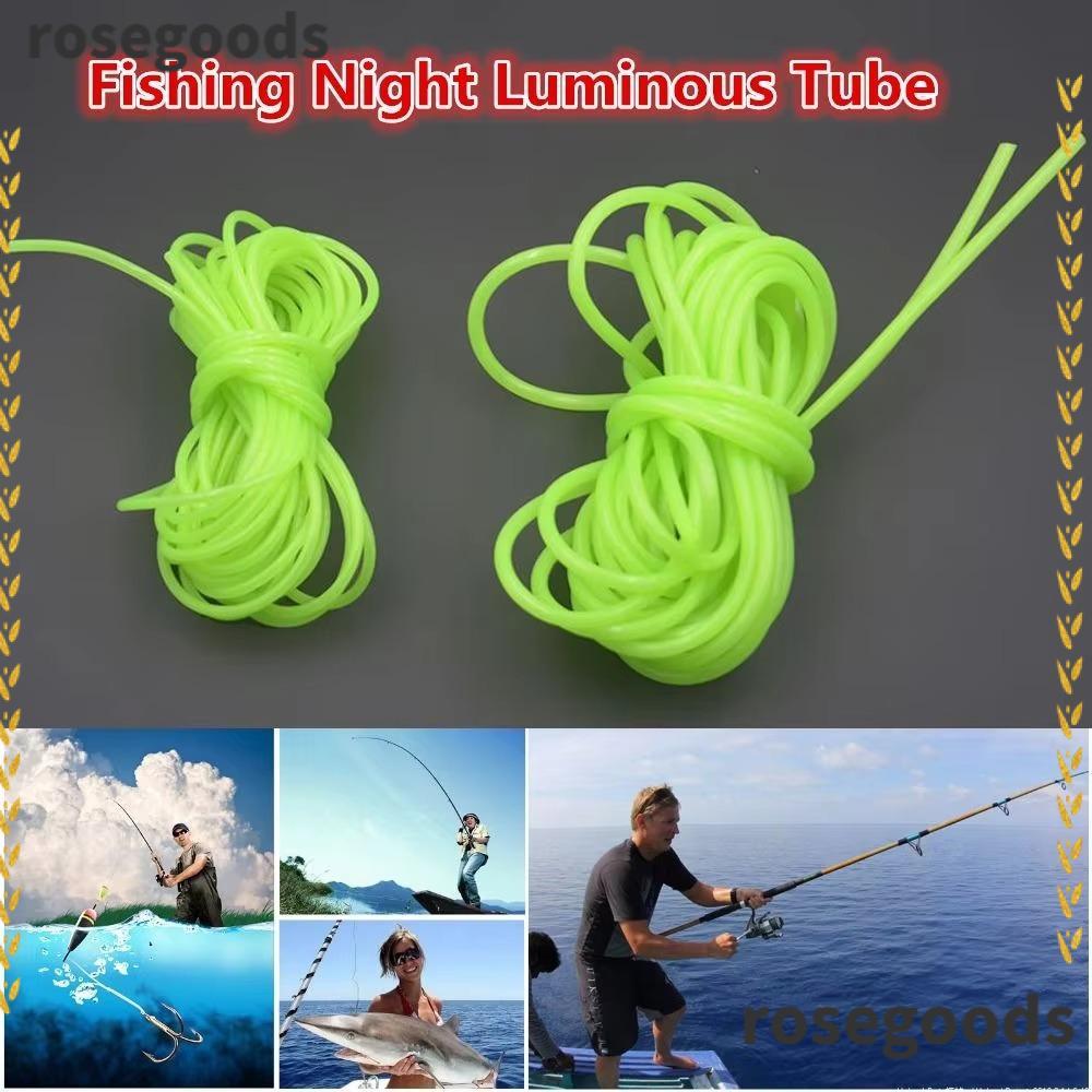 ROSEGOODS สายยางส่องสว่าง, Hook Line Glow Green Fishing Night Luminous Tube, ซิลิโคน 0.8/1/1.5/2mm ท