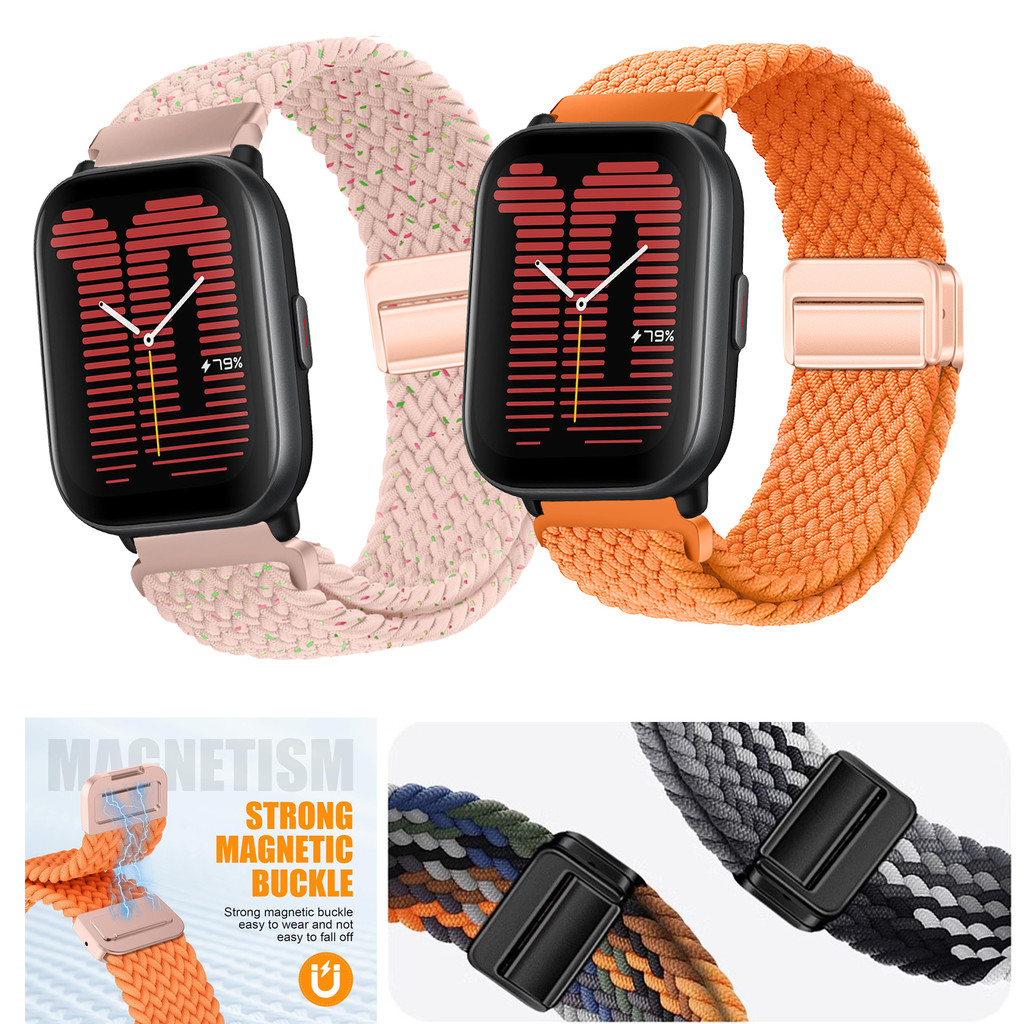แม่เหล็กถักยืดสายนาฬิกาสําหรับ Huami Amazfit Active GTS 2e GTS2 mini GTS3 4 mini GTR2 GTR 2e GTR 3 p
