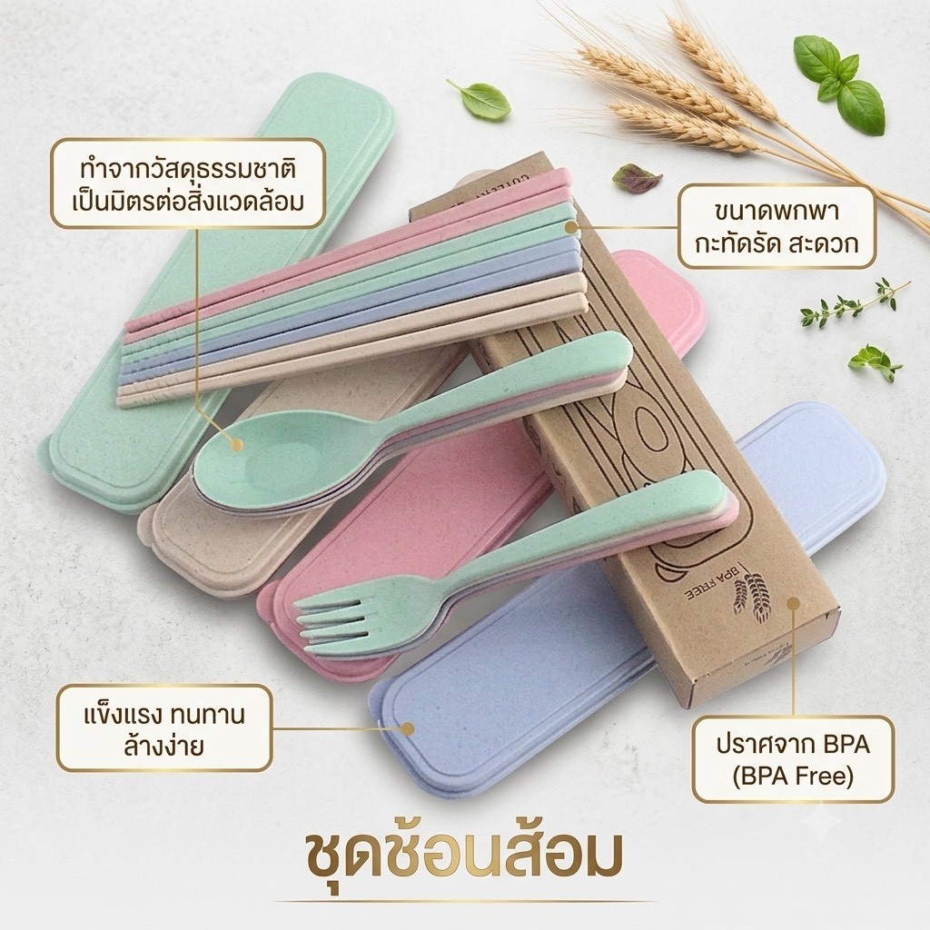 GTR  A67 (ร้านไทย)ชุดช้อนส้อม+ตะเกียบ พร้อมกล่องขนาดพกพา มี 4สีให้เลือก (ของชำรวย เครื่องใช้บนโต๊ะอาหาร)