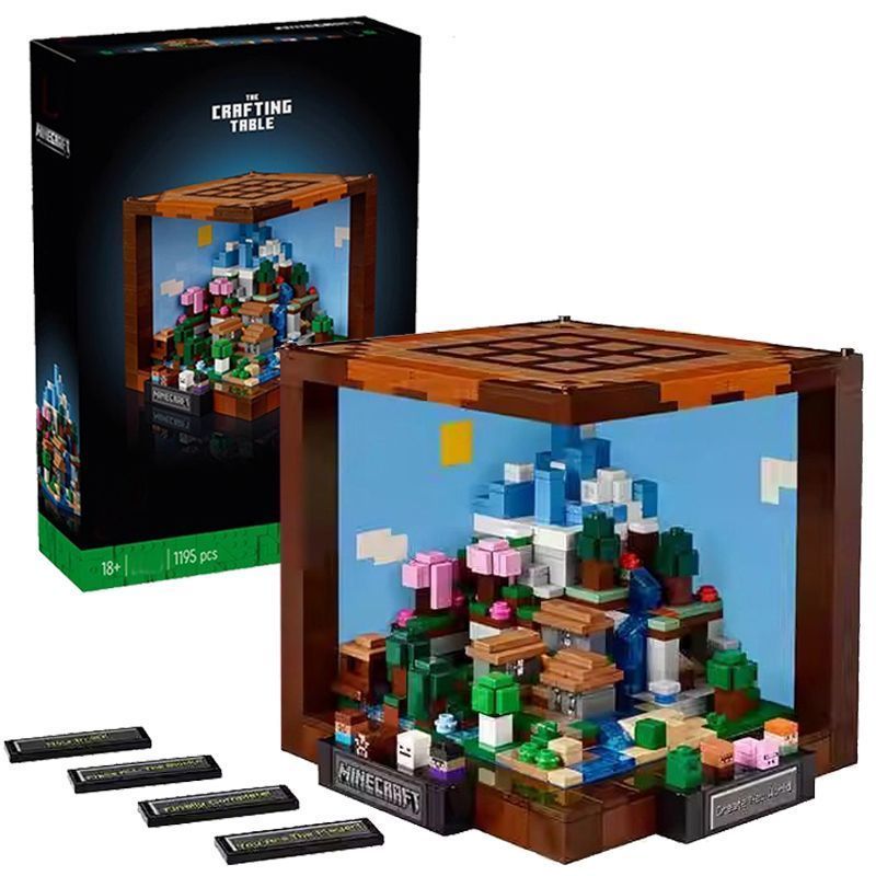 เข้ากันได้กับ Minecraft Series 21265 Creative Workbench Building Blocks เด็กการศึกษาประกอบของเล่น 8 