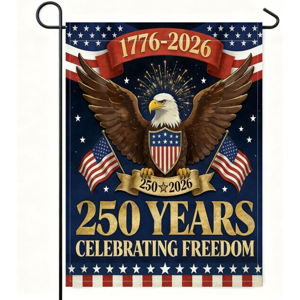 OZTK 250 Anniversary USA Garden Flag, 250 Anniversary USA Flag, 4th of July ตกแต่ง 1776-2026 Celebra