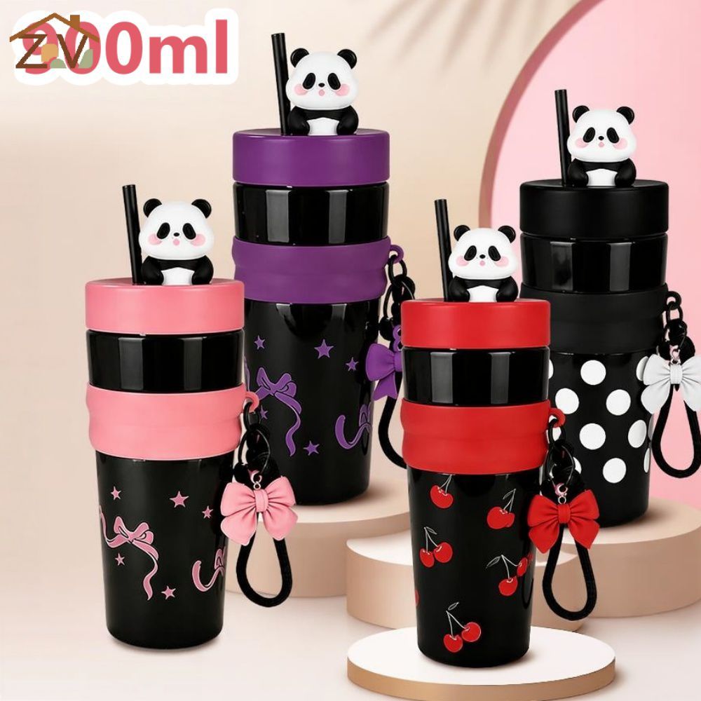 900ML โซฟาน้ำกีฬากลางแจ้งวัสดุพลาสติกออกแบบโบว์น่ารักพร้อมเชือกเส้นเล็กและหลอดพกพา