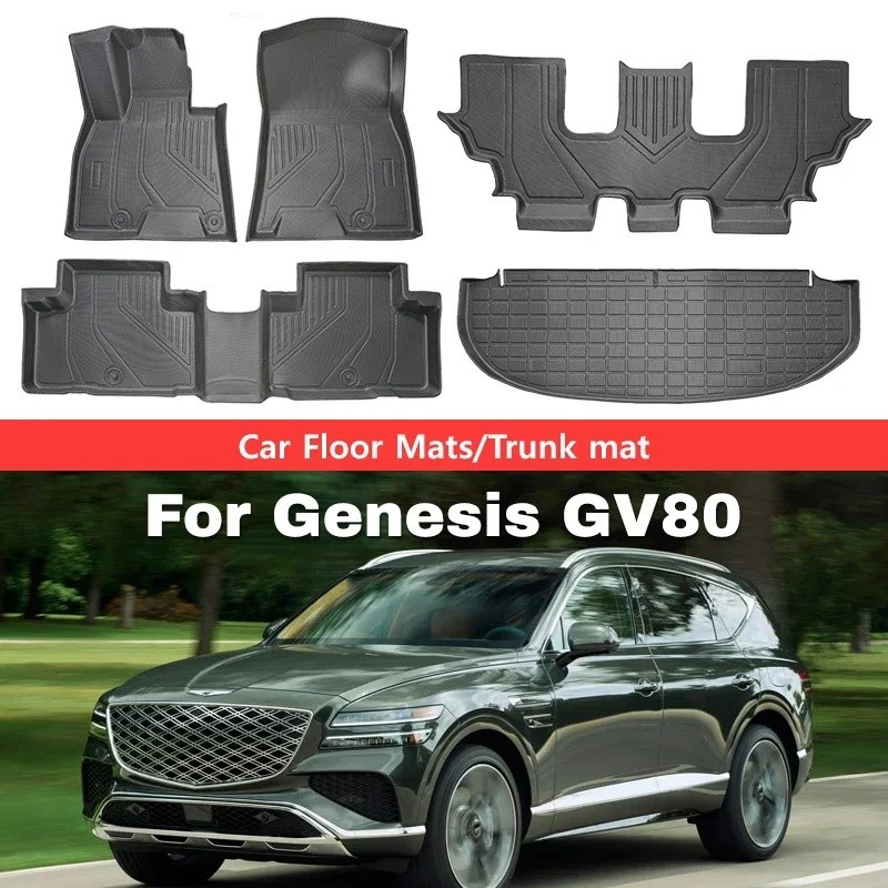 YyyCar สําหรับ Genesis GV80 Seven-ที่นั่ง 2020-2025 การใช้รุ่น TPE Trunk Pad พนักพิงเสื่อ Cargo Line