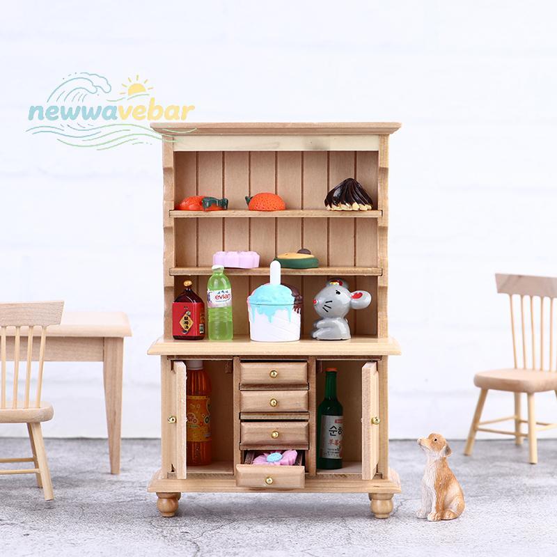 [HENGHOME] 1:12 Dollhouse Miniature Wood Display Cupboard Shelf Cabinet Decorative Painted {TH}