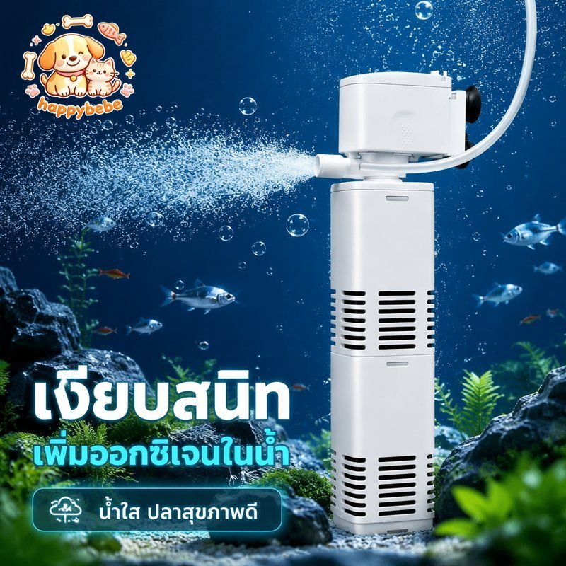 ปั๊มกรองน้ำ ตู้ปลา ระบบกรอง หมุนเวียนน้ำ เงียบ กรองขี้ปลา เพิ่มออกซิเจน Aimayapet 3.5W 25W