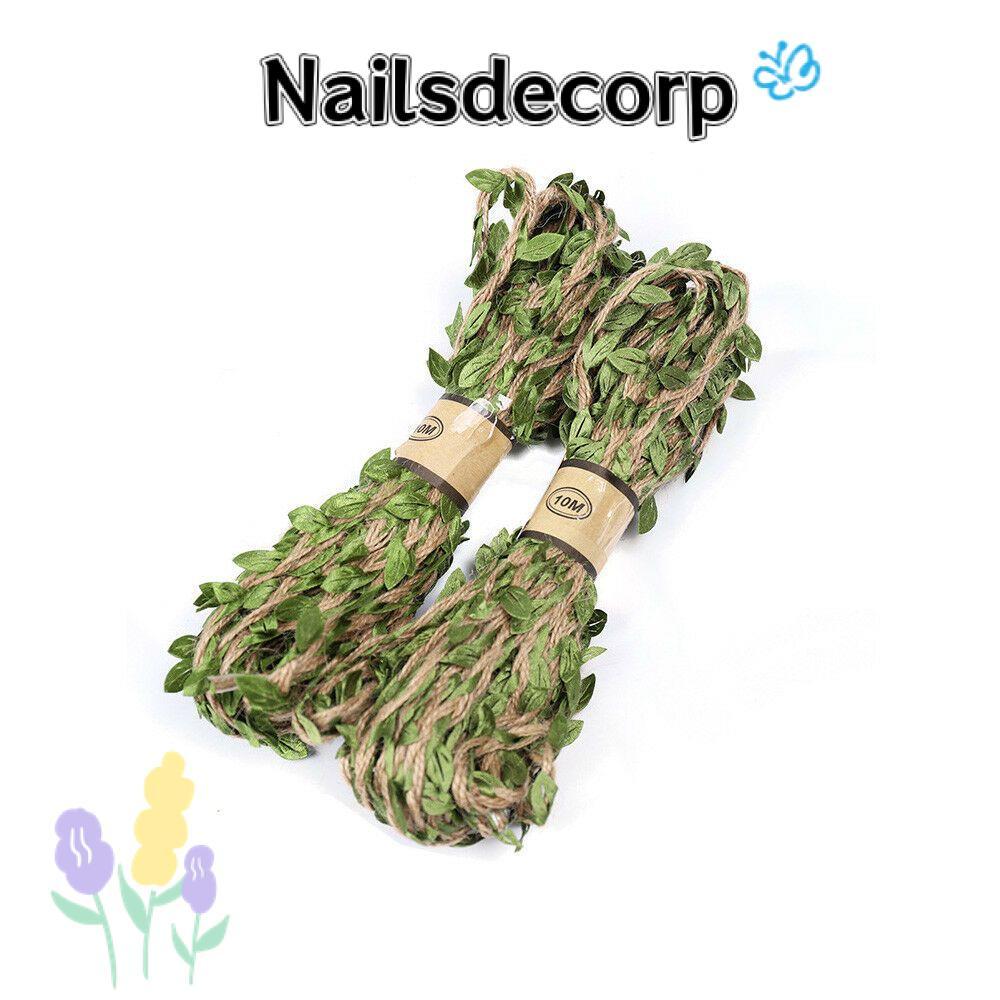 NAILS 5/10M ใบไม้ประดิษฐ์ Vintage Wedding Decal Craft Ribbon Burlap เชือก