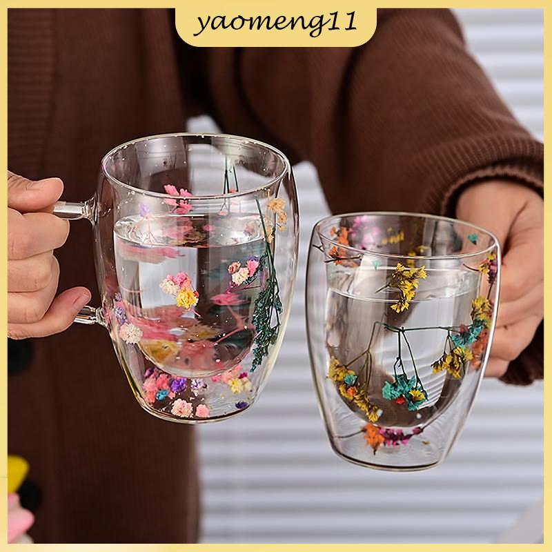 YM 350ml บรรจุ s ถ้วยแก้วผนังคู่พร้อมที่จับชาทนความร้อนถ้วยกาแฟแก้วนมเอสเปรสโซของขวัญสร้างสรรค์ TH