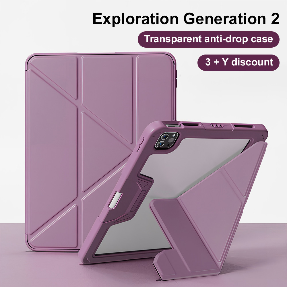 การหมุน 720°เคส ปลอกป้องกันแบบพับได้รูปตัว Y ใช้ได้กับ iPad gen 9 10 11 A16 Air 11 13 4 5 M3 M4 Pro 11 เคสป้องกันแบบใส