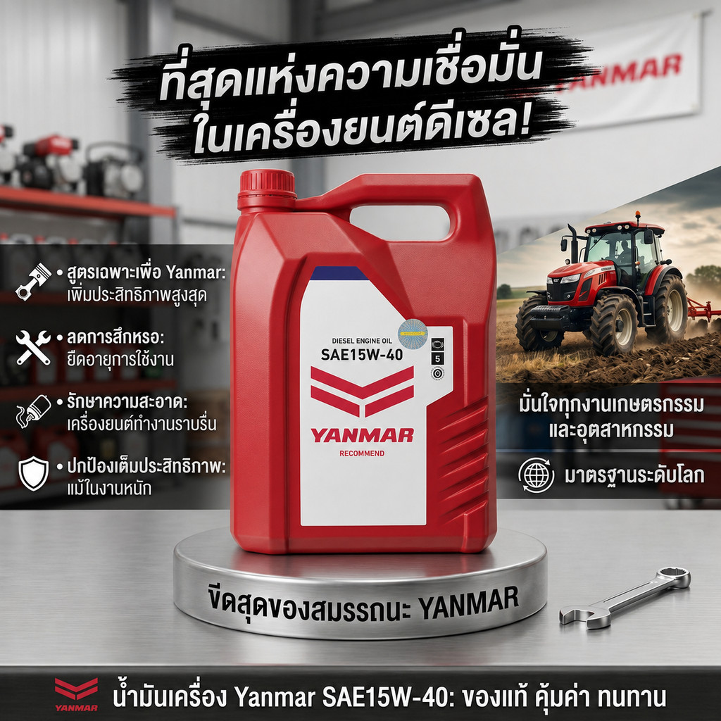 น้ำมันเครื่องดีเซล YANMAR SAE15W-40 ขนาด 5 ลิตร Diesel Engine Oil SAE 15W-40 5L น้ำมัน ยันม่าร์ ดีเซ