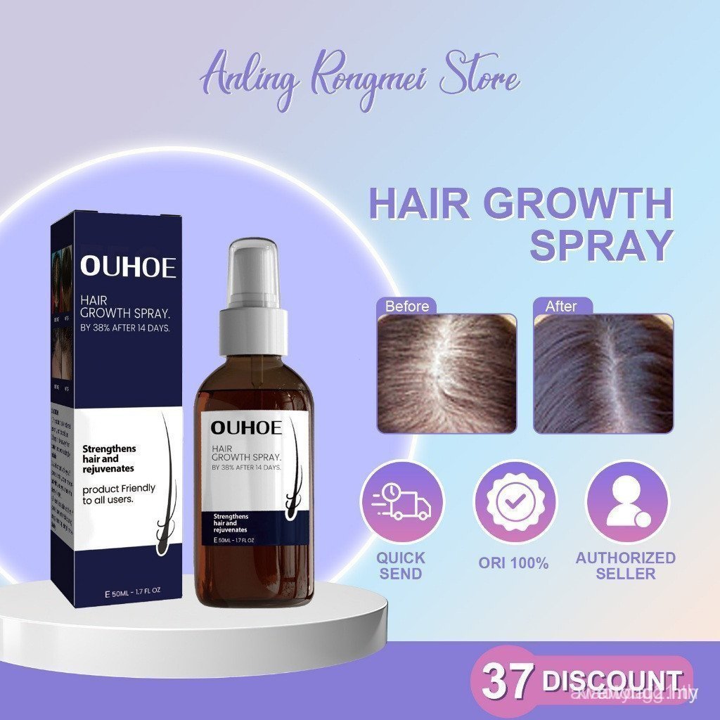 OUHOE Hair Growth Spray 50ml Hair Growth Essential Oil Spray Anti-Hair Loss Serum ป้องกันหัวล้าน Str