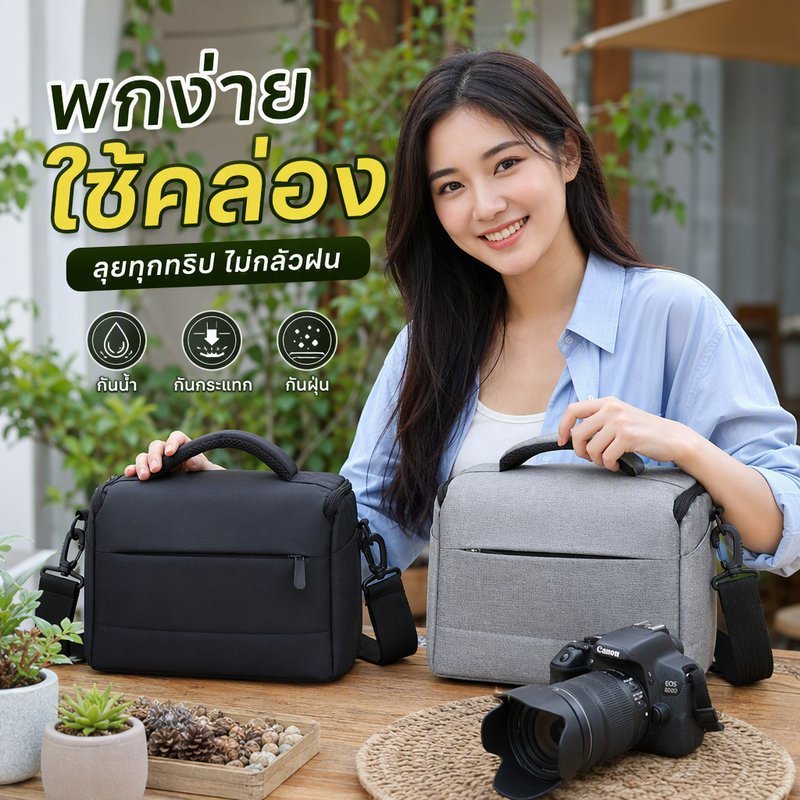 กระเป๋ากล้อง Camera Bag สะพายข้าง กันน้ำ กันกระแทก กันฝุ่น ช่องแยก เลนส์ แบต อุปกรณ์ สำหรับ DSLR