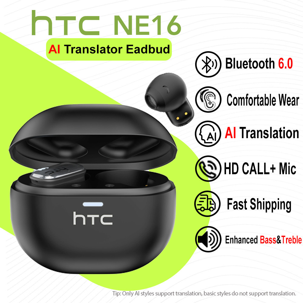 HTC NE16 AI Translator Earbud Face-To-Face การแปล TWS Enhanced Bass&Treble Bluetooth