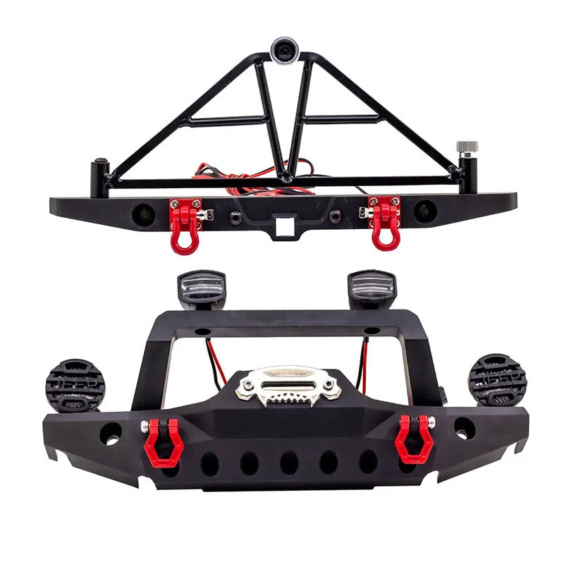 กันชนหน้าด้านหลังโลหะ RC รถกันชนพร้อมไฟ LED สําหรับ SCX10 90046 สําหรับ TRX4 Axial สําหรับ SCX10 iii