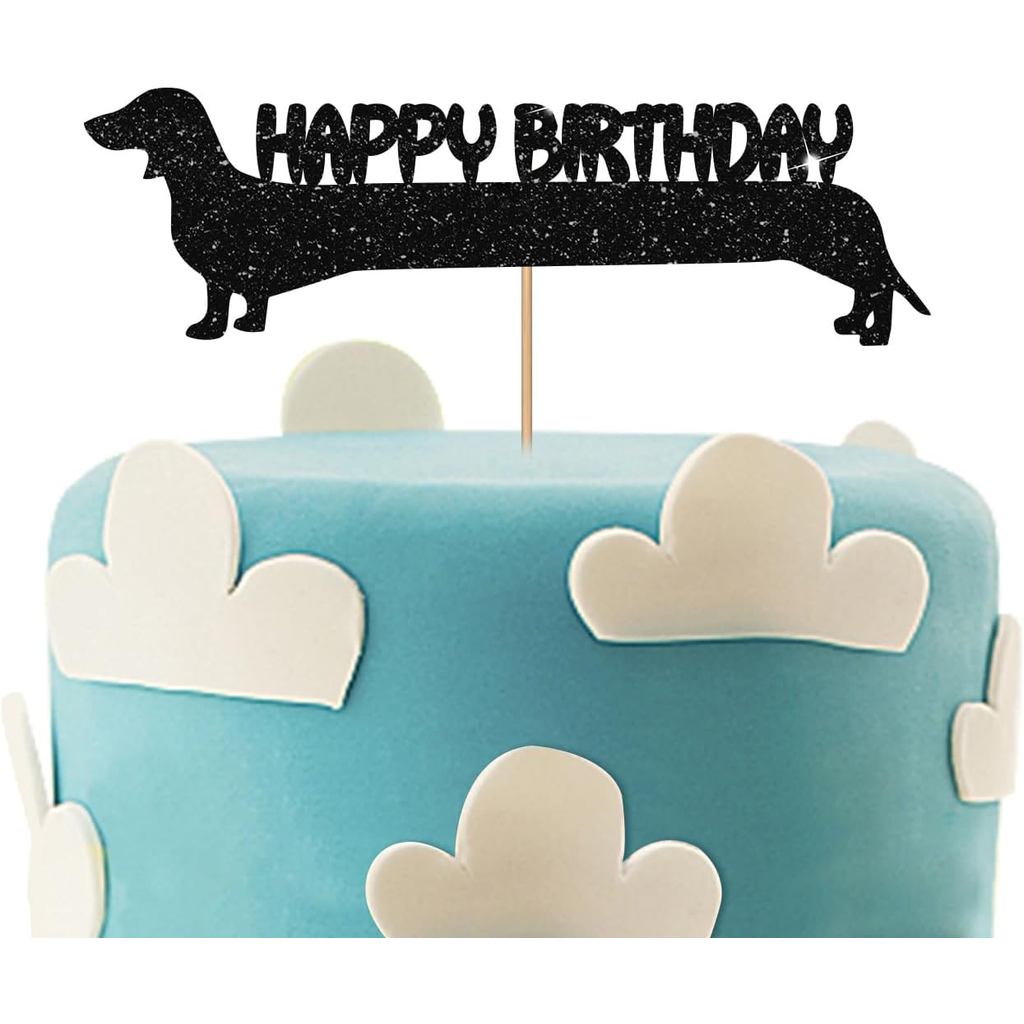 Dachshund Happy Birthday Cake Topper, Wiener Dog Birthday Cake Topper, Sausage Dog Cake Decor for Pe