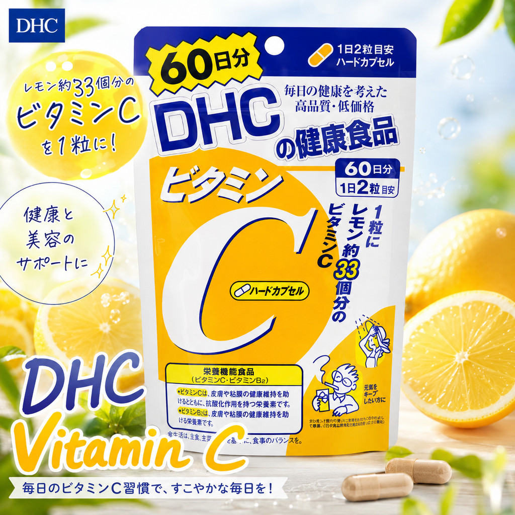 **พร้อมส่ง** DHC Vitamin C 60 วัน (120เม็ด) สูตรเพิ่ม vitamin B2