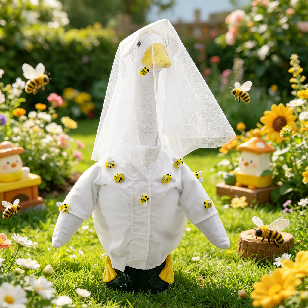 Bee Theme Porch Goose Clothes Set Love Floral Clothing Modeling Garden Decorative Spring Summer Fun 