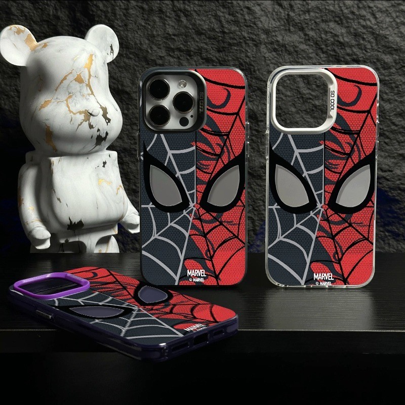 สีดําสีแดงการ์ตูนสไตล์หน้ากากซูเปอร์ฮีโร่ Spider Web รูปแบบ Shock-proof เคสโทรศัพท์, เหมาะสําหรับ Sa