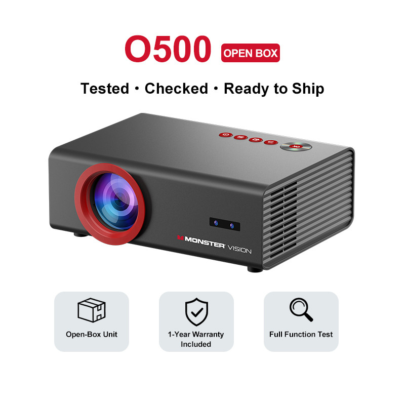 [RETURN] MONSTER O500 Android 1080P Full HD โปรเจคเตอร์โฮมเธียเตอร์ 4K ถอดรหัสโฟกัสอัตโนมัติ Keyston