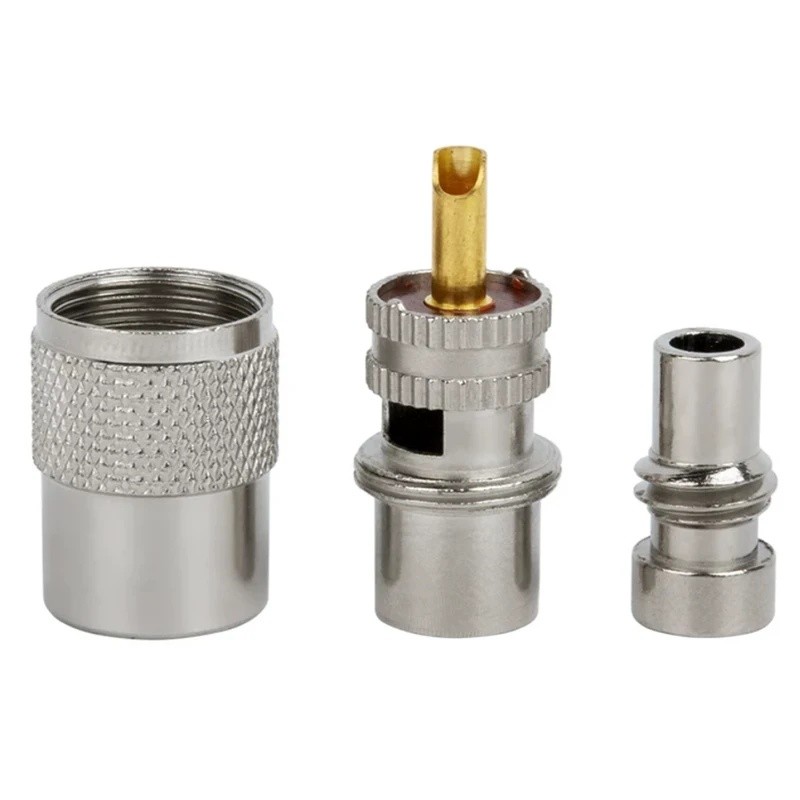 1PC UHF ชาย PL-259 SL16 RF Connector ชุดสามชิ้น Crimp สําหรับ RG58 RG142 50-3 สายตรงใหม่