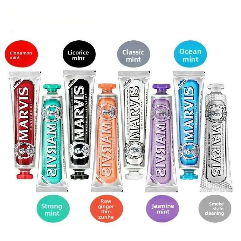 Marvis Toothpaste Classic Strong Mint, Gum Care & ฟันไวท์เทนนิ่งต่อสู้คราบ, ลมหายใจสดชื่นสําหรับฟันส