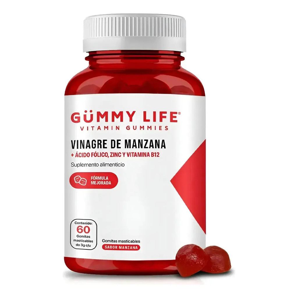 Gomitas Vinagre Manzana Gummy Life Vit B12 สังกะสี 60pzs 6L4D