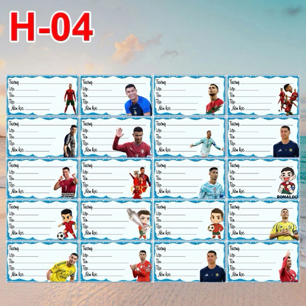 ฉลากสมุด cr7 โรนัลโด้ ฉลากต่างๆ 100 ดวง / สติ๊กเกอร์ โรนัลโด้ cr7