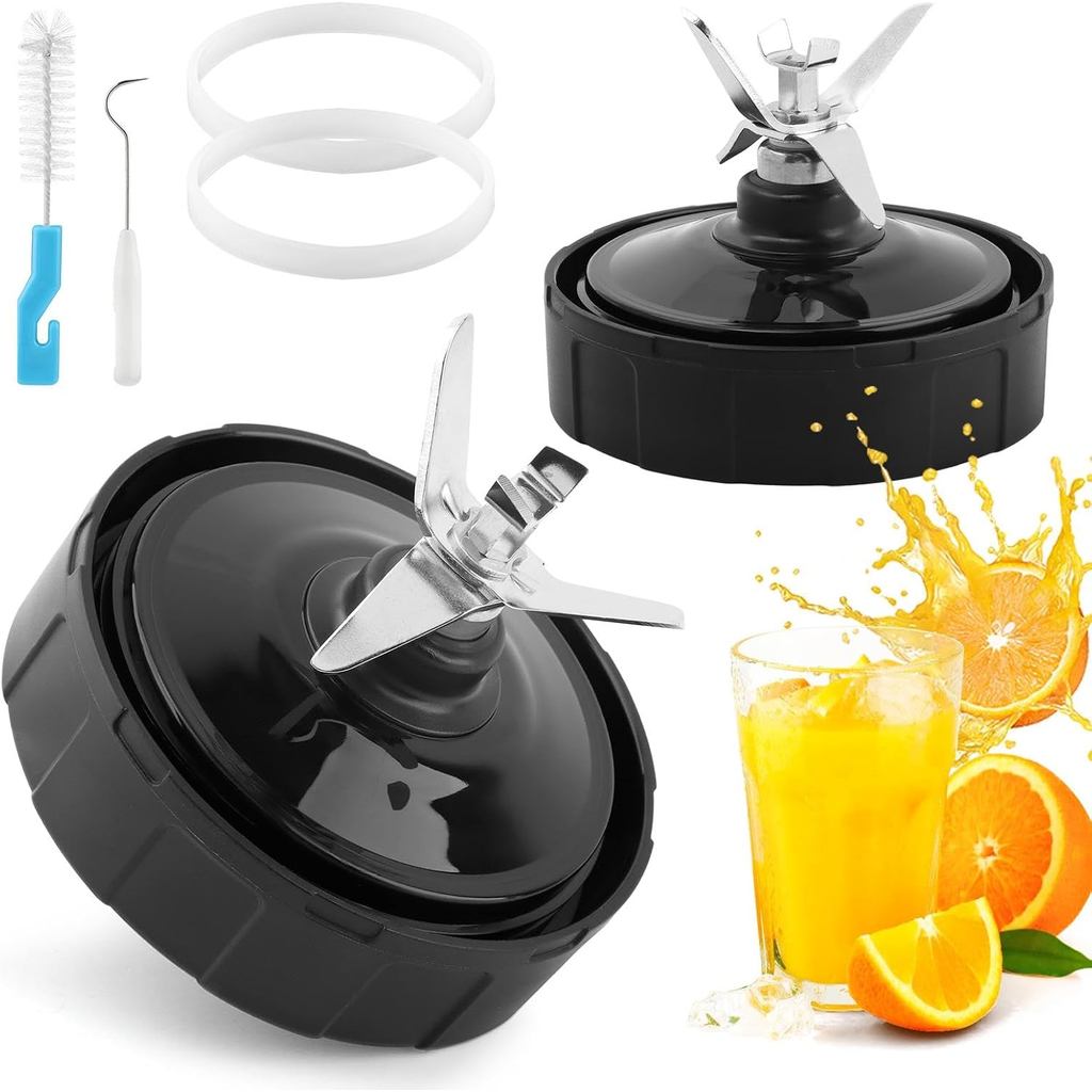7-Fin ใบมีดเครื่องปั่นสําหรับ Ninja, 2 แพ็ค Ninja Blender อะไหล่ปะเก็นแหวนใช้งานร่วมกับ BL480-30 BL4