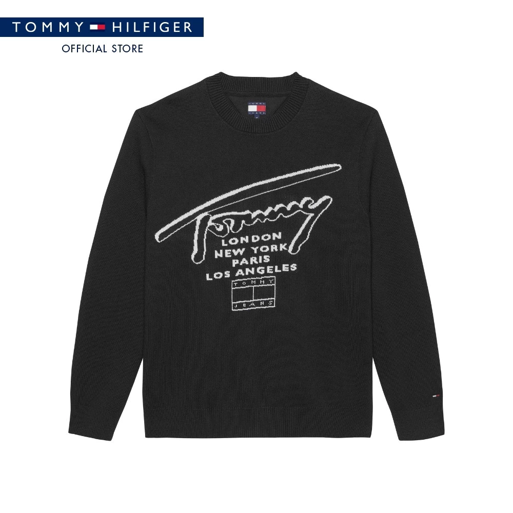 Tommy Hilfiger เสื้อสเวตเตอร์ ผู้ชาย รุ่น DM0DM22253 BDS - สีดำ ทรง Regular