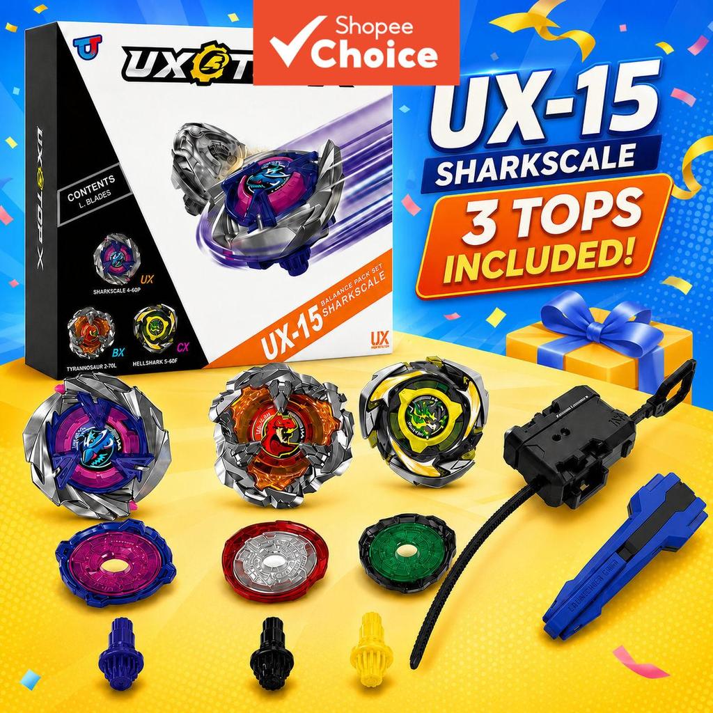 X UX-15 Shark Scale Deck ชุด Bey Xtreme พร้อม Launcher LED Grip ชุดสําหรับ Bey Burst ของเล่นเด็กของเ