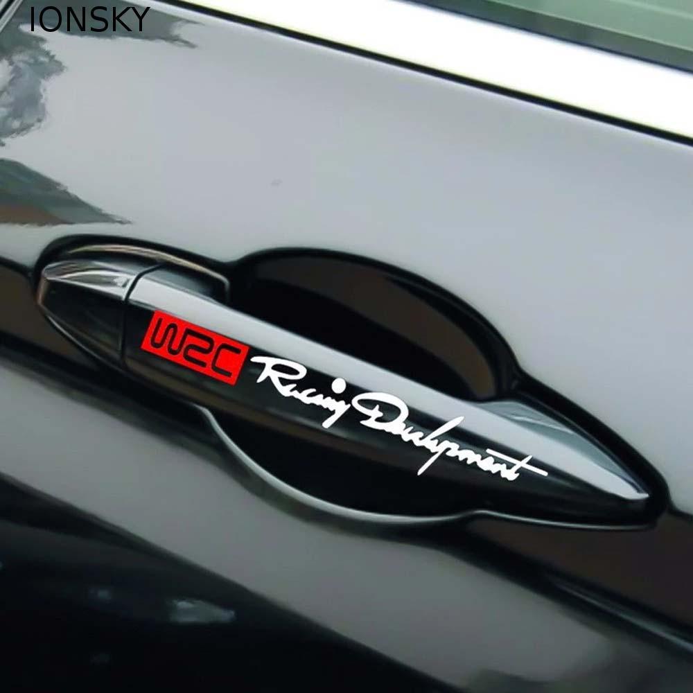 IONSKY มือจับประตูรถยนต์ Decal อุปกรณ์ตกแต่งรถยนต์ สติกเกอร์ไวนิล จัดแต่งทรงผม สติ๊กเกอร์ Trim WRC W