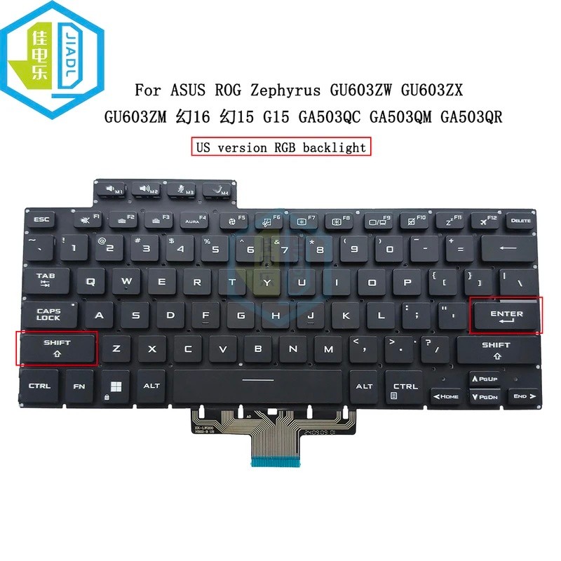 แล็ปท็อปใหม่ Backlit US ภาษาอังกฤษคีย์บอร์ด Backlight สําหรับ ASUS ROG Zephyrus M16 GU603 GU603ZW GU
