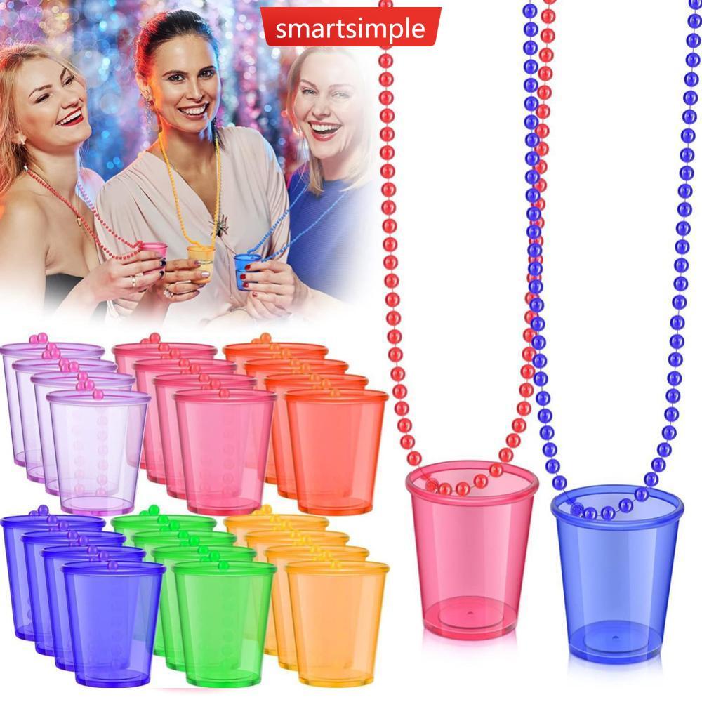 SMARTSIMPLE 50ml พลาสติก Shot สร้อยคอแก้วลูกปัด Bachelorette Party Supplies Reusable Party Favor สํา