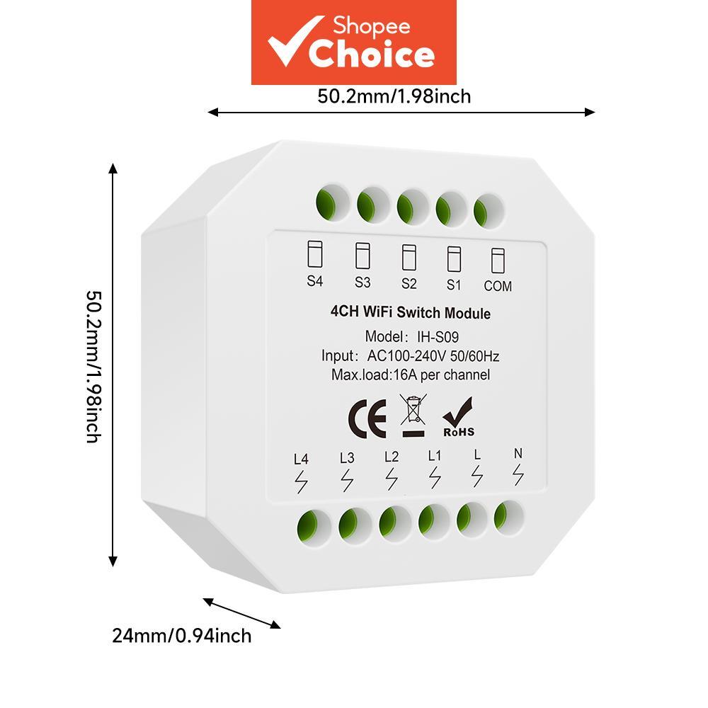 สําหรับโมดูลรีเลย์อัจฉริยะ Tuya IH-S09 Zigbee 4CH สวิตช์รีเลย์สมาร์ทโมดูล 16A AC100-240V ควบคุมระยะไ