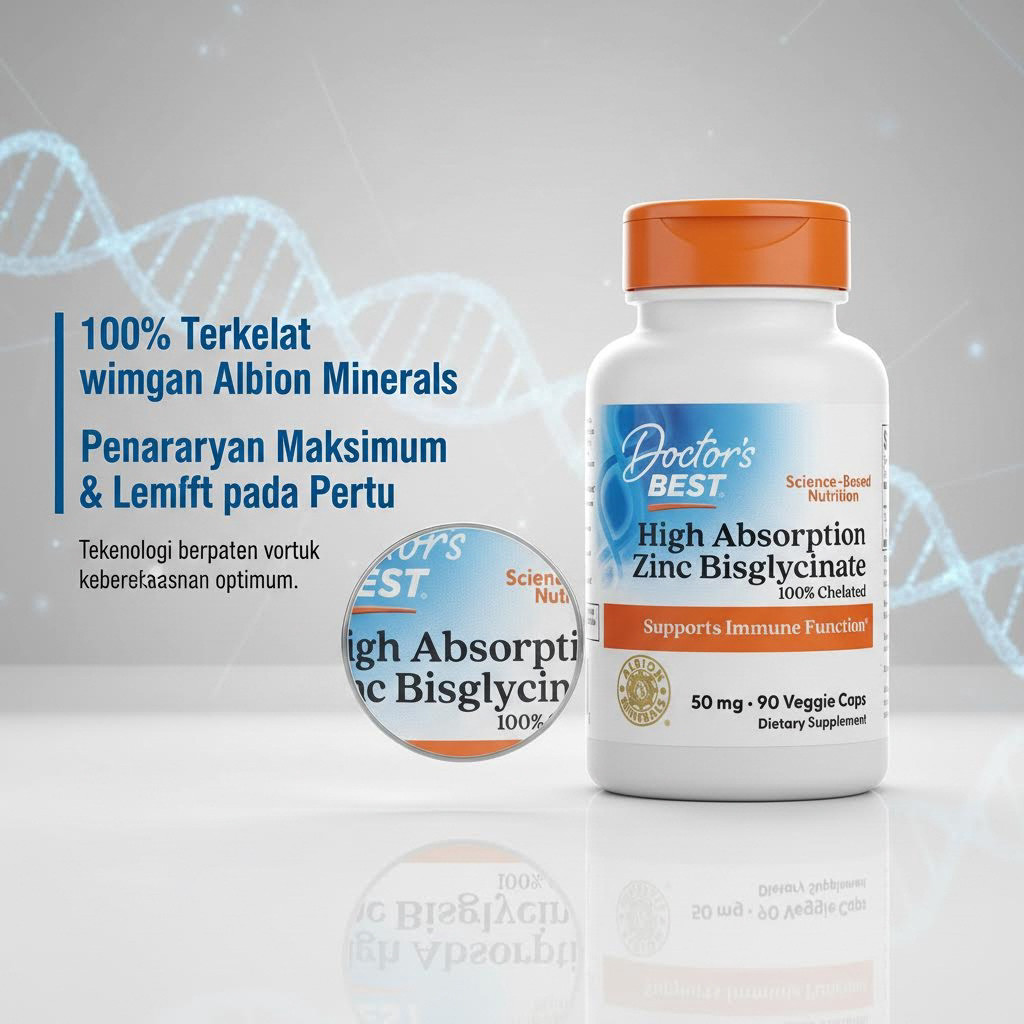 Doctor's Best Zinc Bisglycinate 50mg 90 แคปซูล เสริมสังกะสีเสริมภูมิคุ้มกัน บำรุงผิว ผม เล็บ นำเข้าจากอเมริกา ข